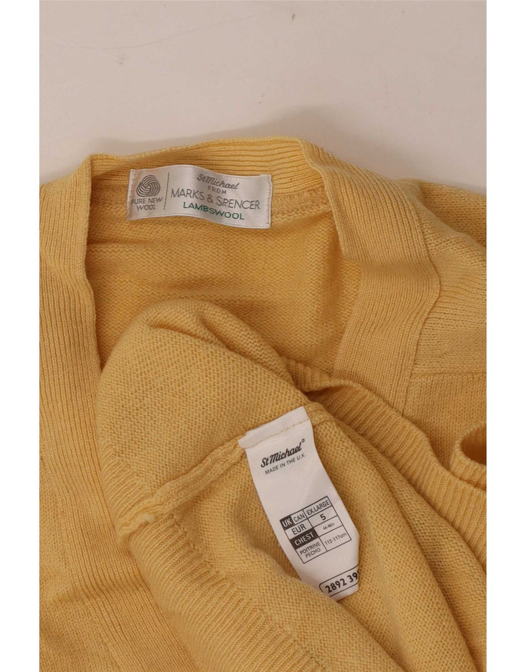 Marks & Spencer Herre Cardigan Sweater XL Gul Virgin Wool