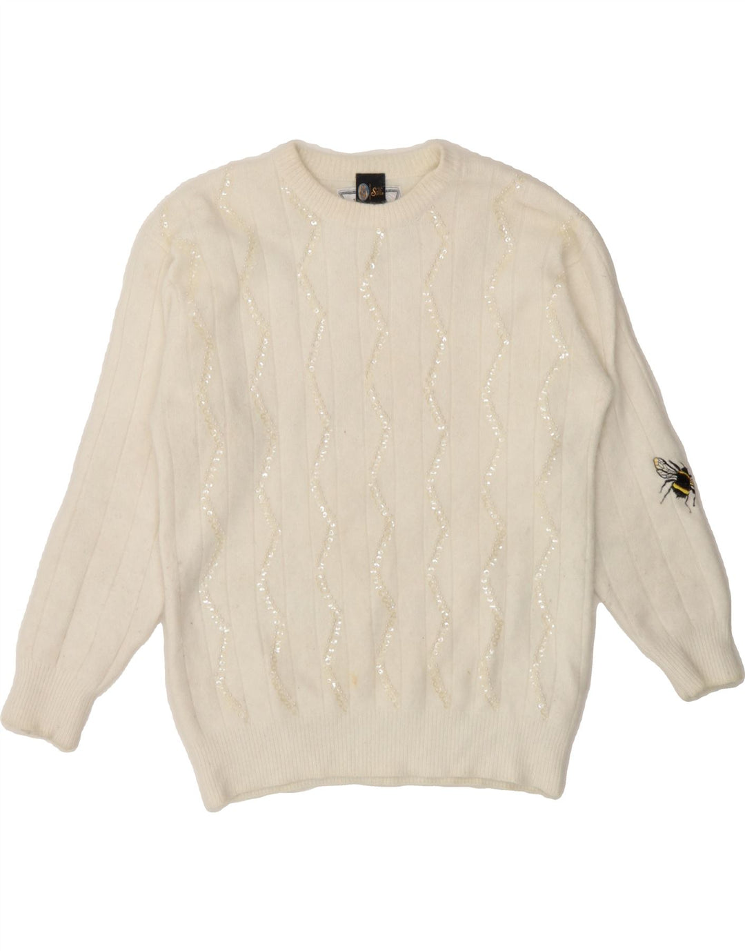 YOUR SIXTH SENSE Womens Crew Neck Jumper Sweater UK 14/16 Medium Beige Vintage Your Sixth Sense and Second-Hand Your Sixth Sense from Messina Hembry 