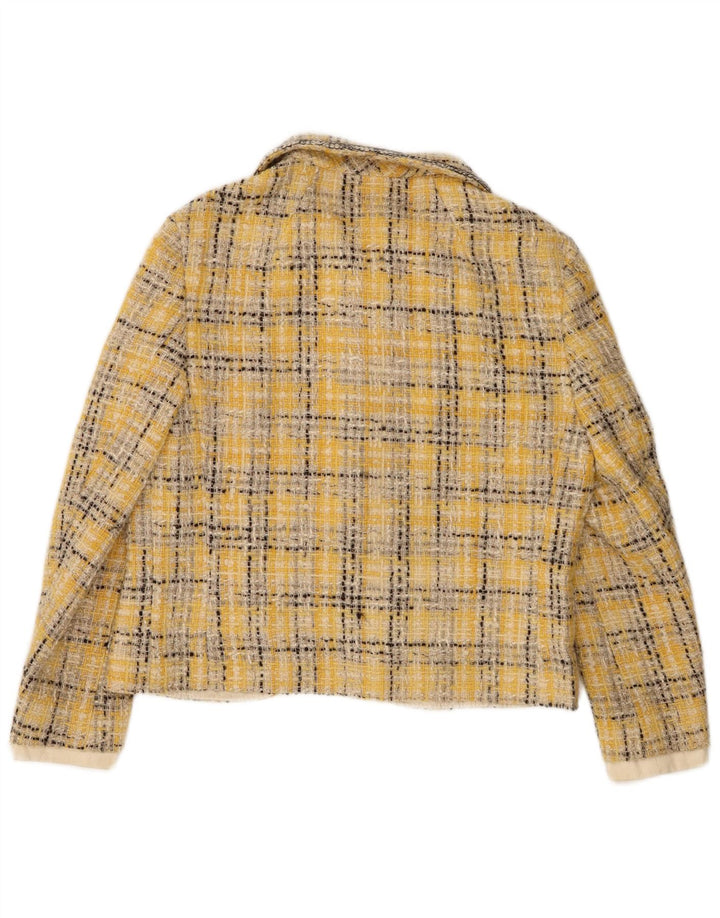 Vintage Dame 6 Button Blazer Jacket UK 14 Medium Yellow Check