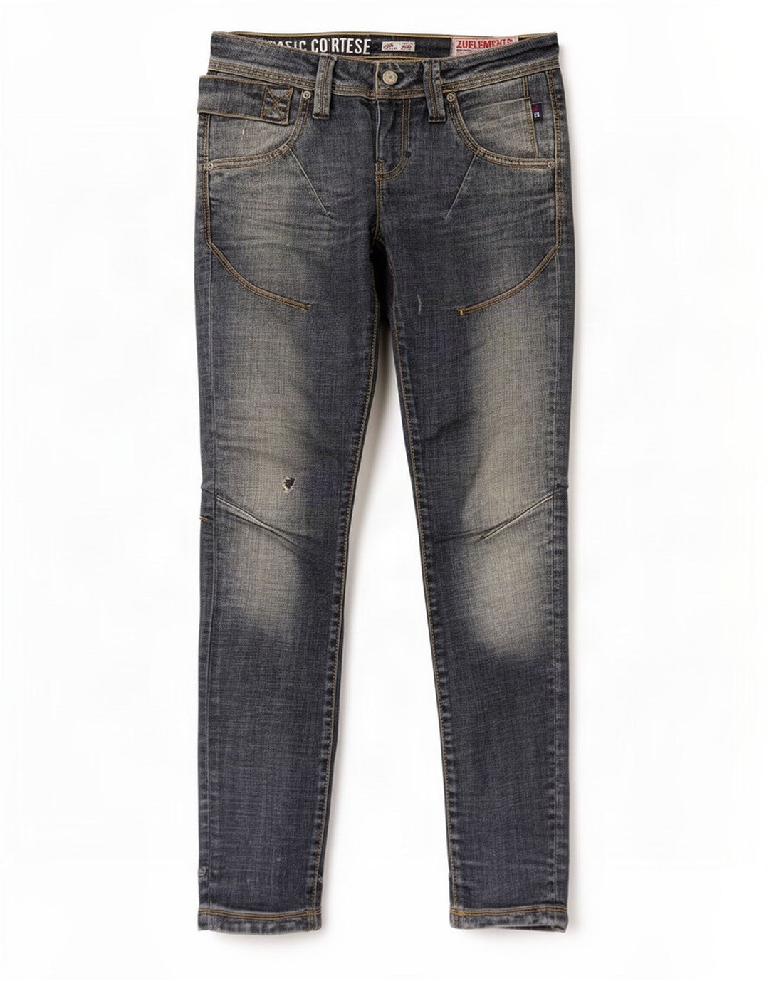 Zu Elements Dame Distressed Skinny Jeans W26 L31 Blå Bomuld