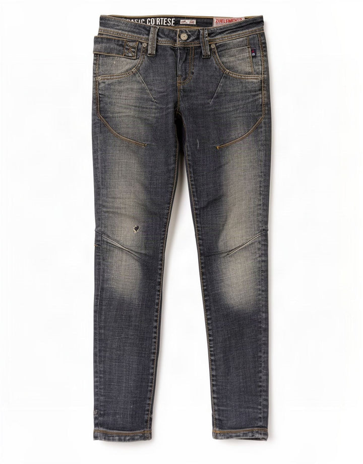 Zu Elements Dame Distressed Skinny Jeans W26 L31 Blå Bomuld