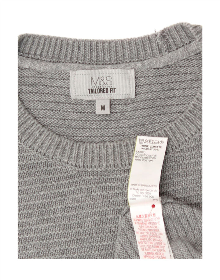 Marks & Spencer herre skræddersyet pasform med rund hals sweater mellemgrå