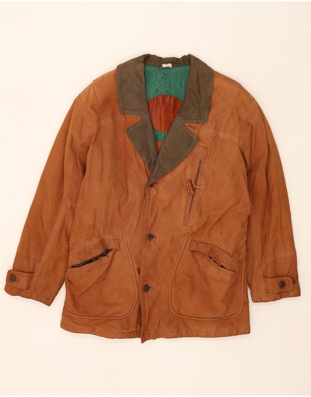 MARIO PIERALLI Mens Leather Jacket IT 50 Large Brown Leather Vintage Mario Pieralli and Second-Hand Mario Pieralli from Messina Hembry 