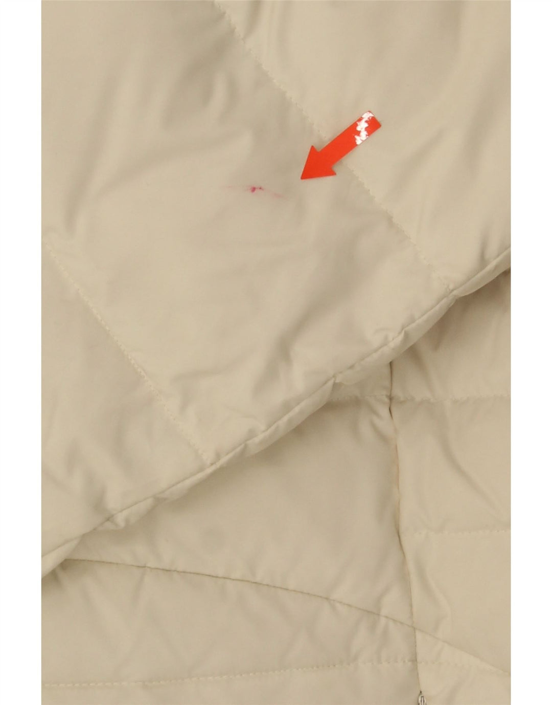 VINTAGE Polstret frakke med hætte til kvinder UK 14 Medium Off White Polyester