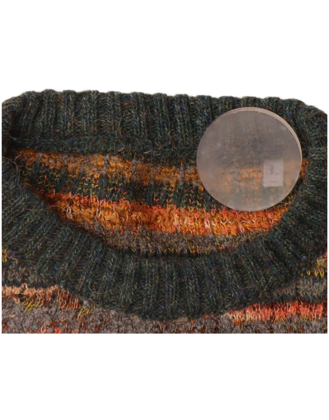 Vintage herre rund hals sweater stor grå stribet