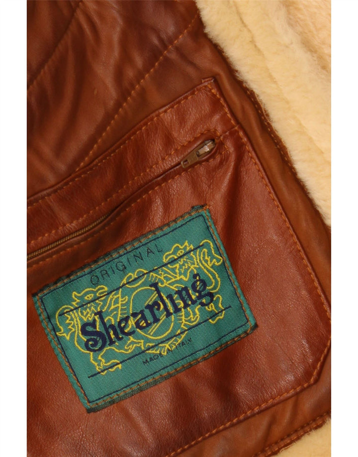 VINTAGE Herre Shearling Jacket UK 36 Small Brown Shearling