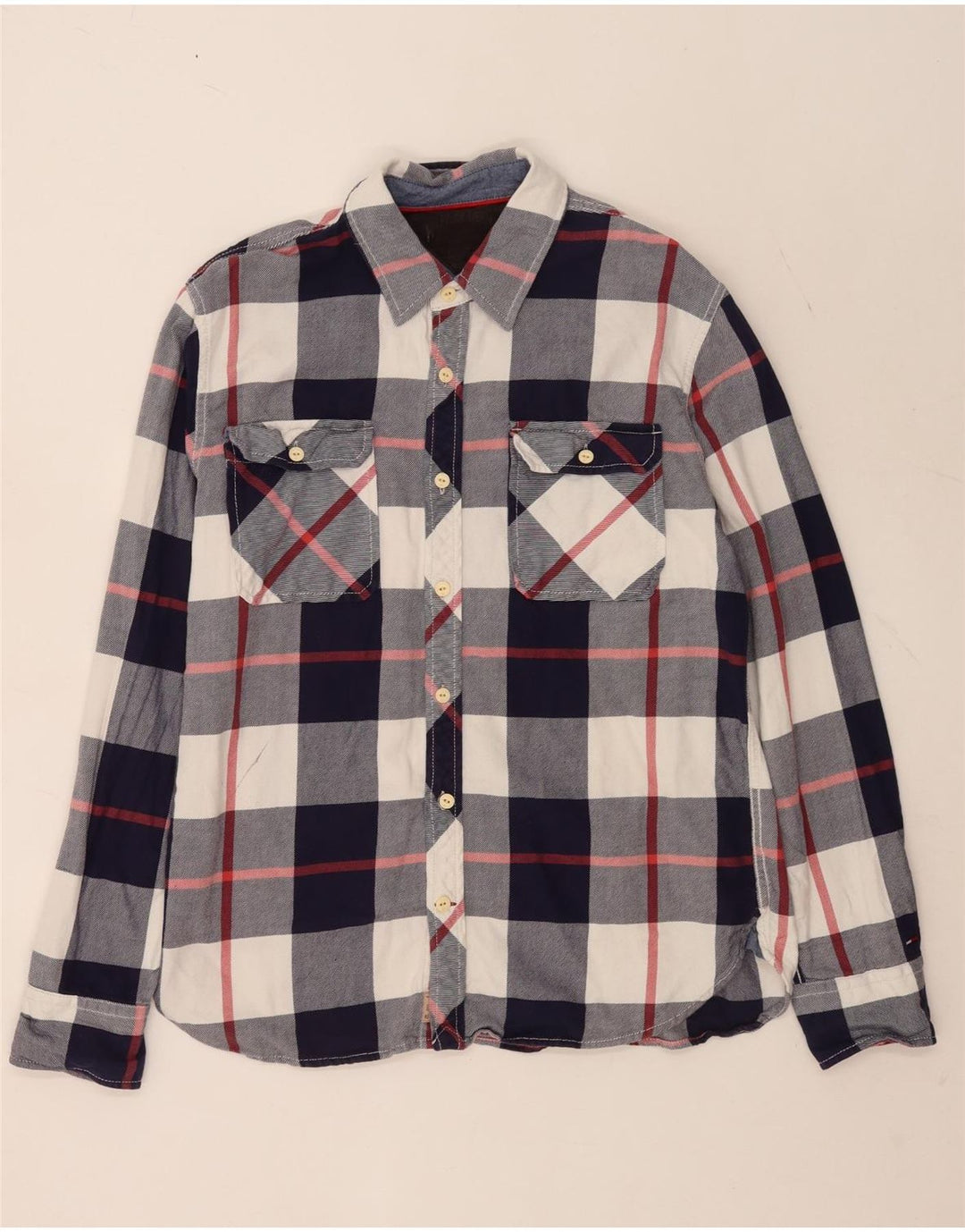 Tommy Hilfiger Herre Flanellskjorte XL Blå Ternet Bomuld