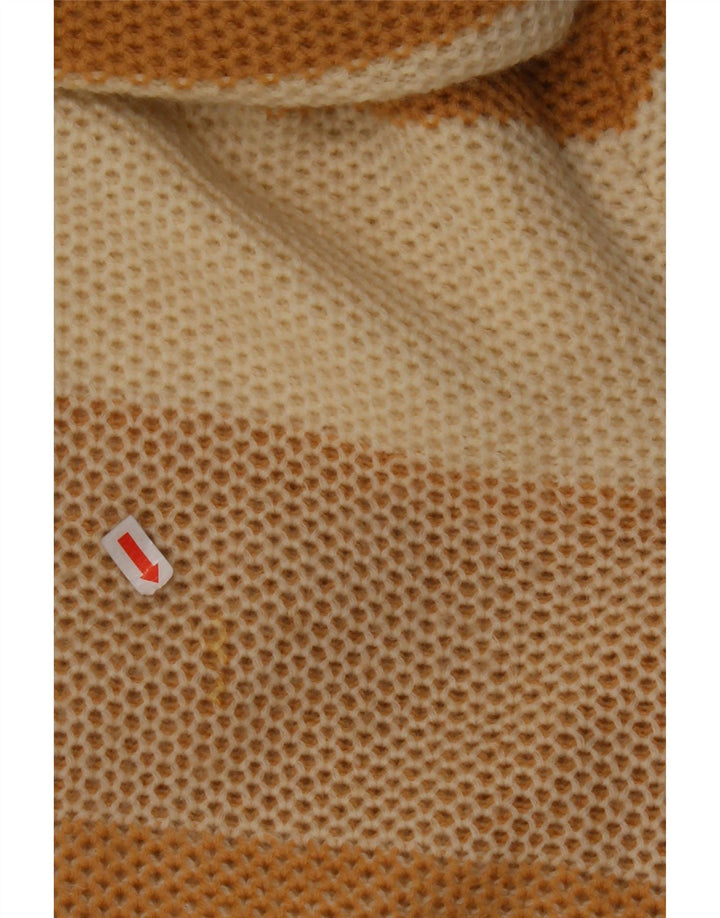 VINTAGE Dame Rullehalstrøje IT 44 Medium Beige Stribet