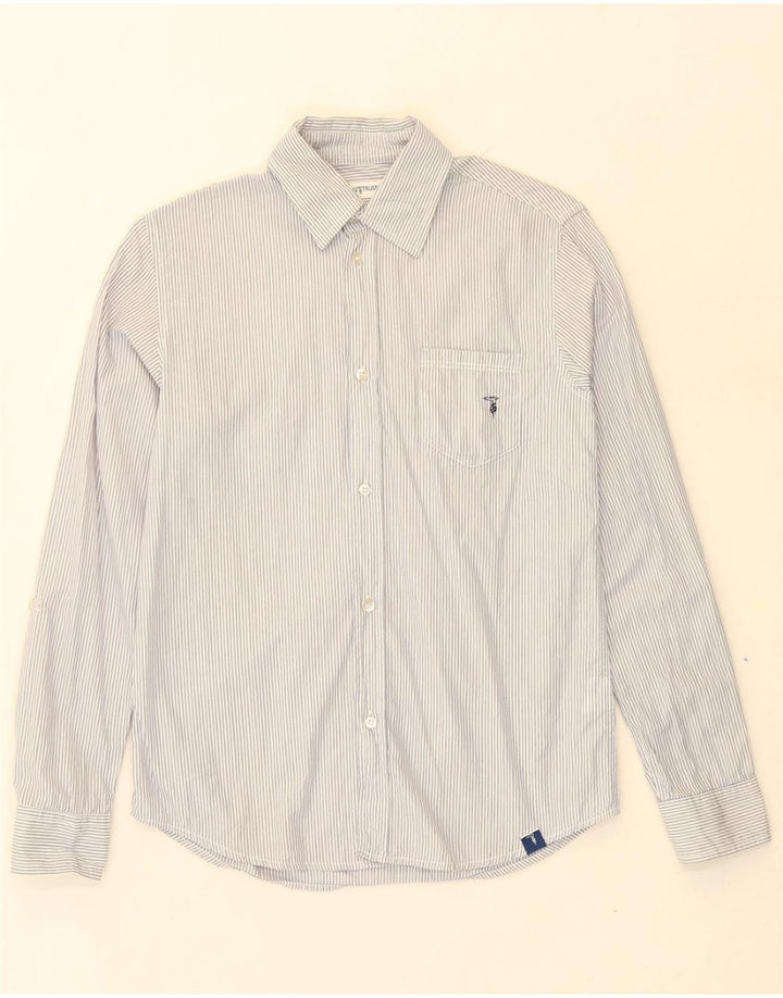 TRUSSARDI JUNIOR Boys Shirt 11-12 Years White Striped Cotton Vintage Trussardi Junior and Second-Hand Trussardi Junior from Messina Hembry 
