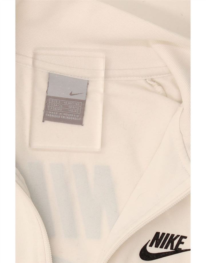 NIKE Womens Graphic Tracksuit Top Jacket UK 8/10 Small White