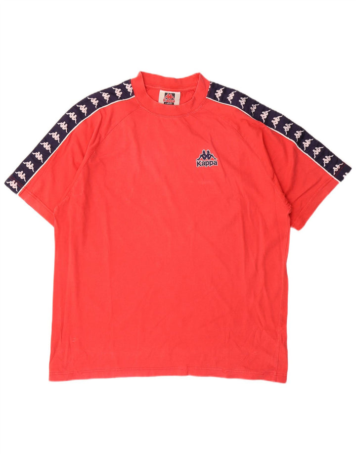 Kappa Herre grafisk T-shirt Top Stor Rød Colourblock Bomuld