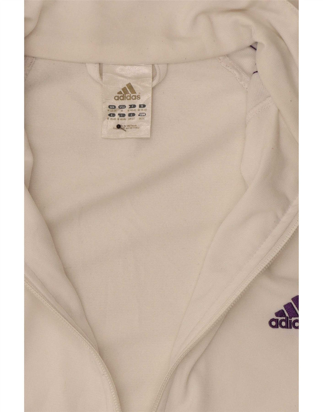 Adidas træningsdragt topjakke til kvinder UK 12/14 Medium White Polyester