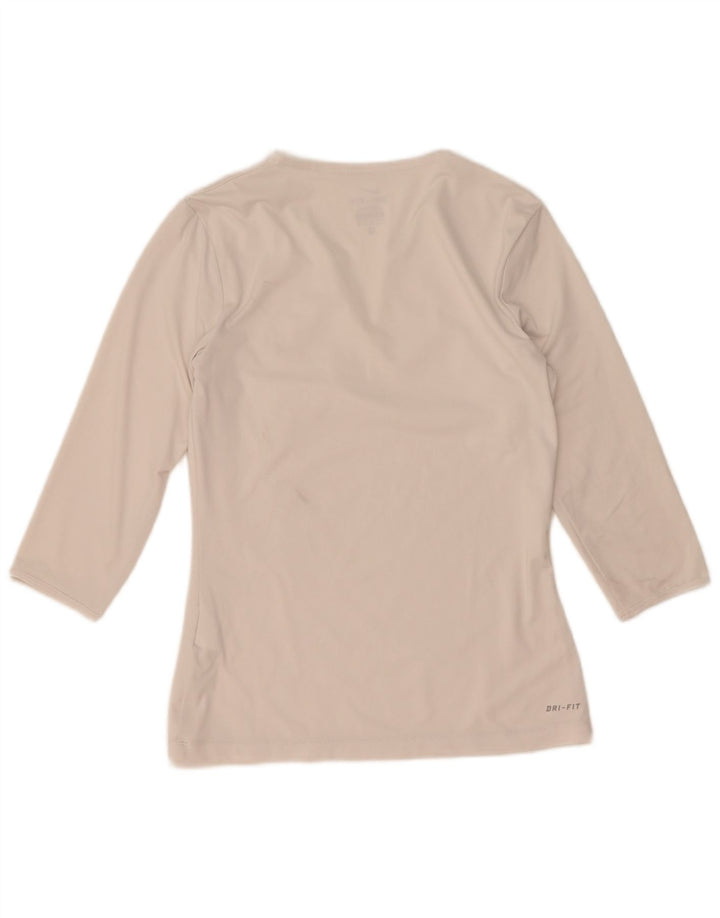 Nike Dame Dri Fit Top 3/4 ærme UK 10 Small White Polyester