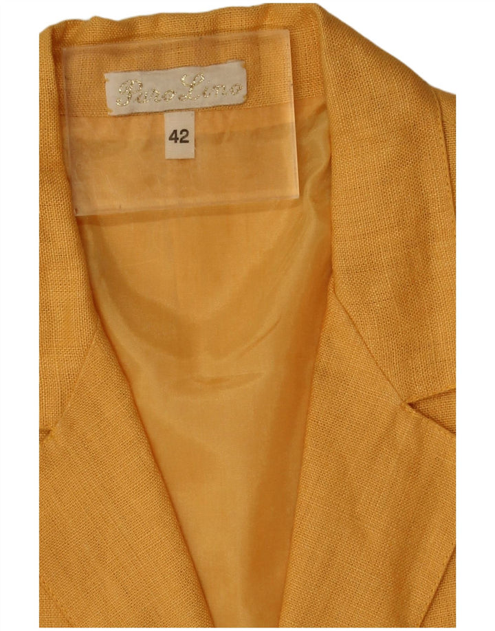 Vintage dame 2-knaps blazerjakke IT 42 Medium Yellow Linen