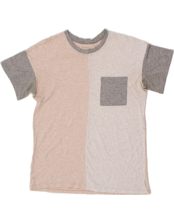 EDDIE BAUER Mens T-Shirt Top Small Grey Colourblock Cotton Vintage Eddie Bauer and Second-Hand Eddie Bauer from Messina Hembry 