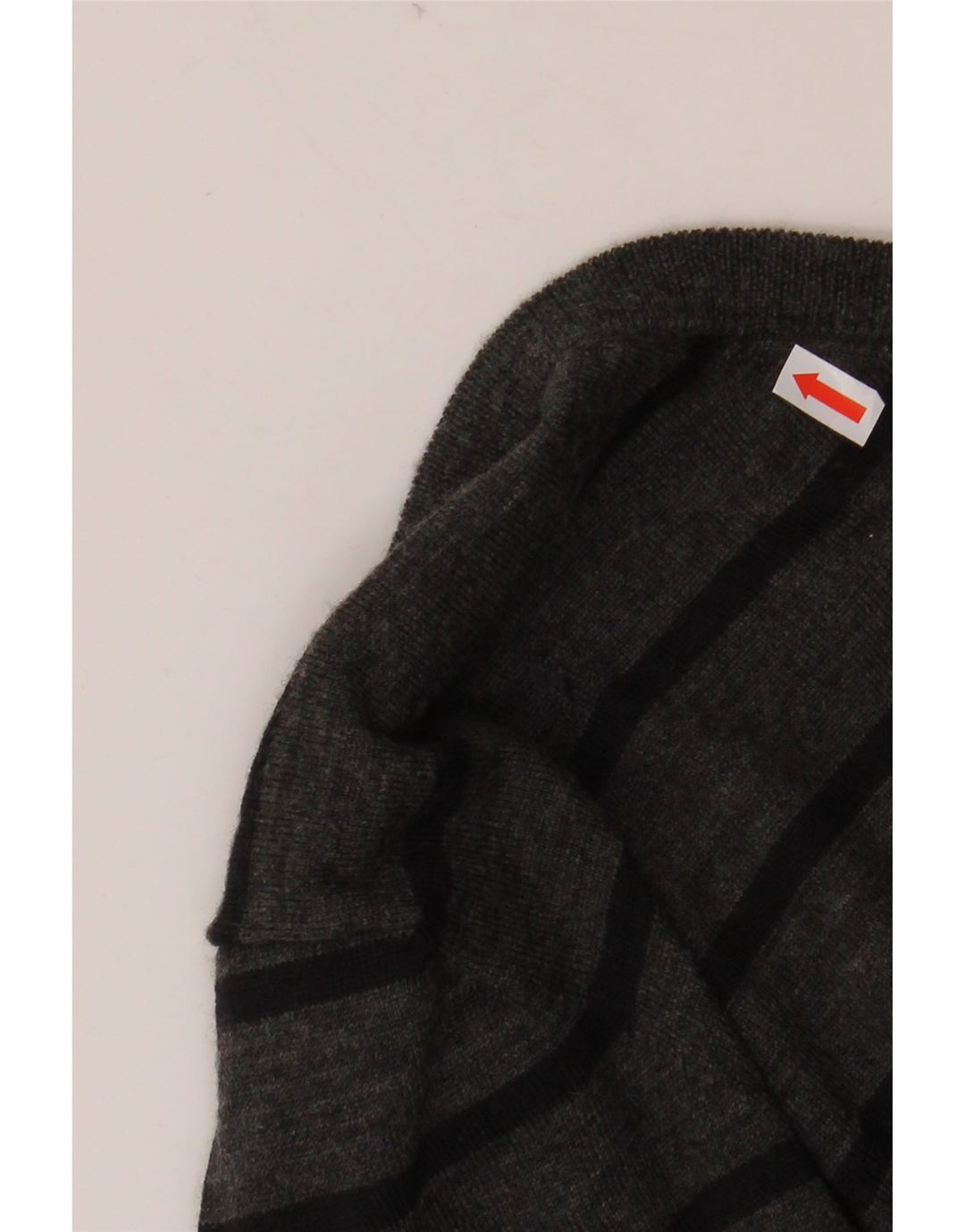 GEOX Dame V-hals sweater UK 16 Stor grå stribet merinould