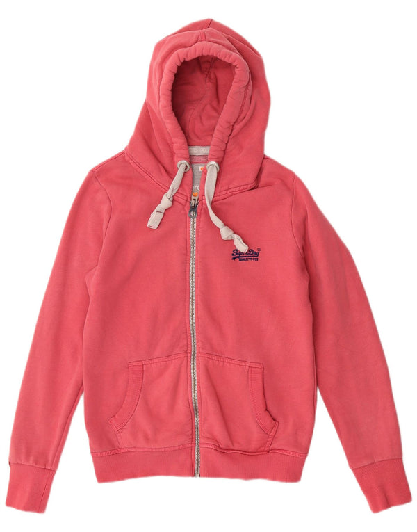 Superdry hættetrøje til kvinder med lynlås UK 16 Large Pink Bomuld