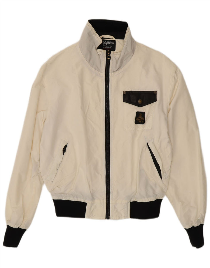 Refrigiwear Womens Oversized Bomber Jacket UK 10 Small White Colourblock