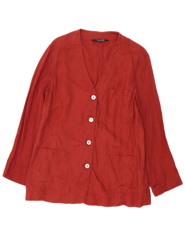 Laura Ashley Dame 4 Button Blazer Jacket UK 14 Large Red Linen