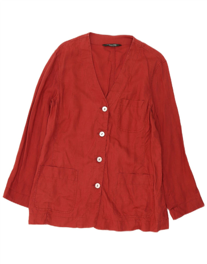 Laura Ashley Dame 4 Button Blazer Jacket UK 14 Large Red Linen
