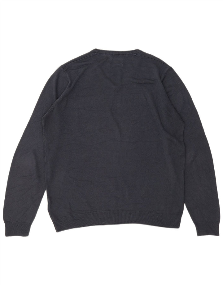 MARKS & SPENCER Herre V-hals sweater Stor marineblå akryl