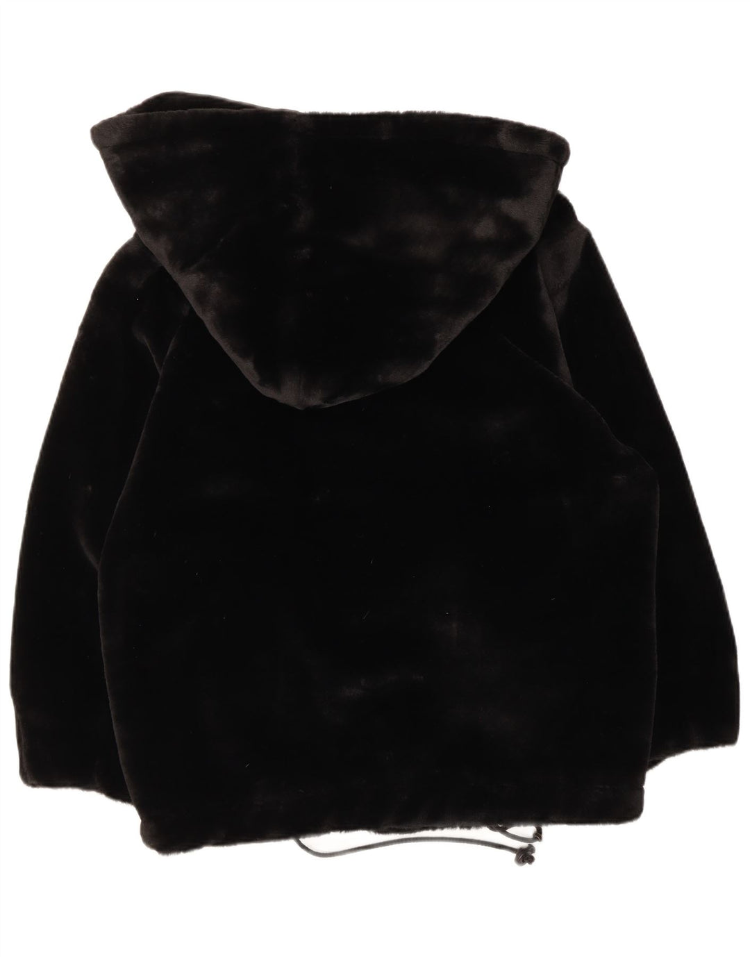 Basic Dame Hooded Faux Fur Jacket UK 16 Large Black Modal