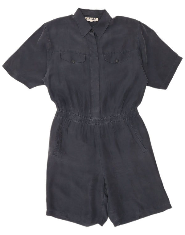 VINTAGE Dame Playsuit UK 14 Medium Navy Blue Silke