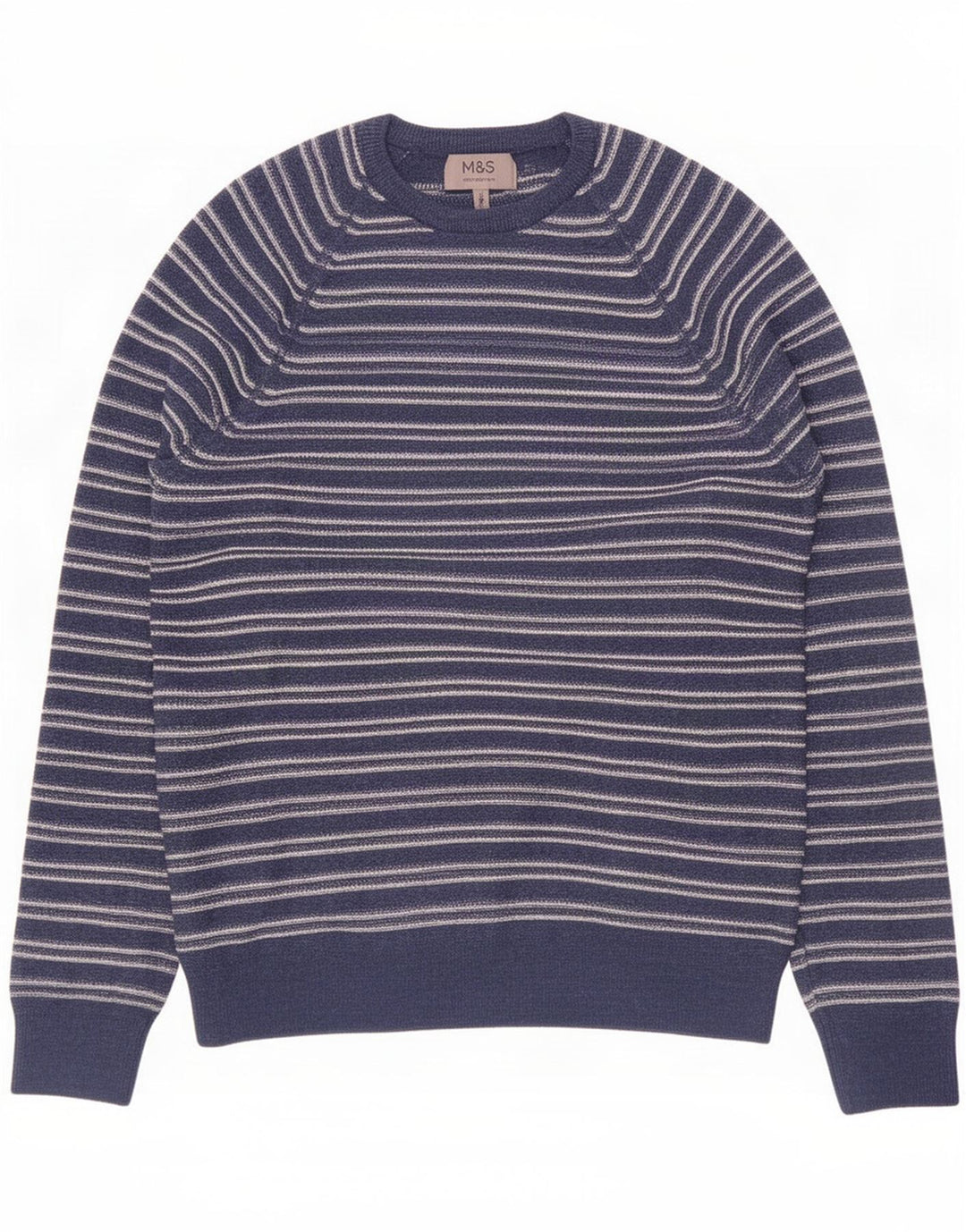 Marks & Spencer Herre sweater med rund hals, medium marineblå stribet