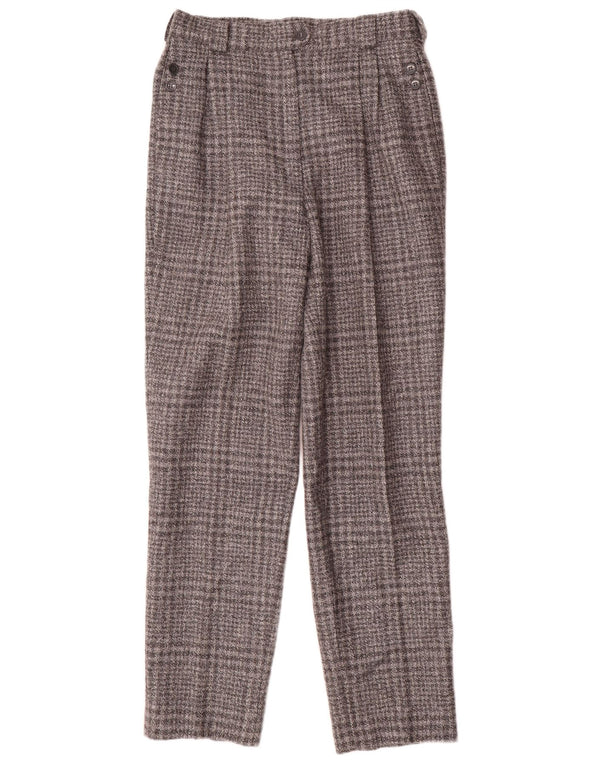 Vintage kvinders højtaljede jakkesætsbukser IT 44 Medium W28 L30 Grå ternet