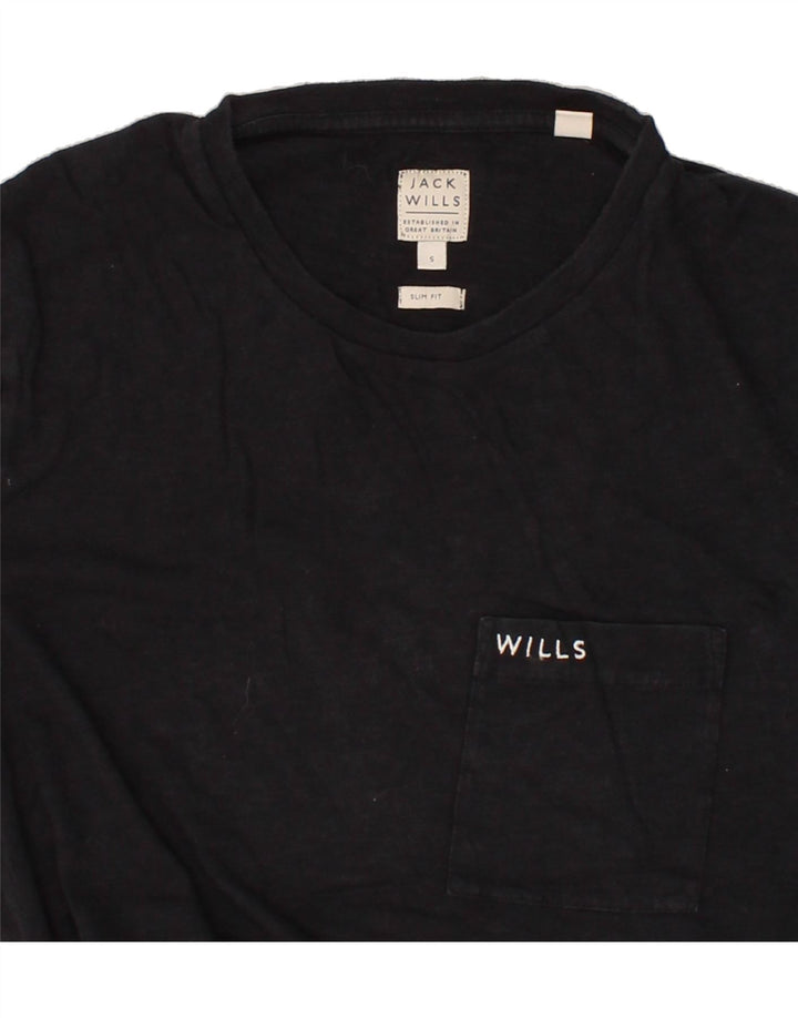 JACK WILLS Mens Slim Fit T-Shirt Top Small Black Cotton Vintage Jack Wills and Second-Hand Jack Wills from Messina Hembry 