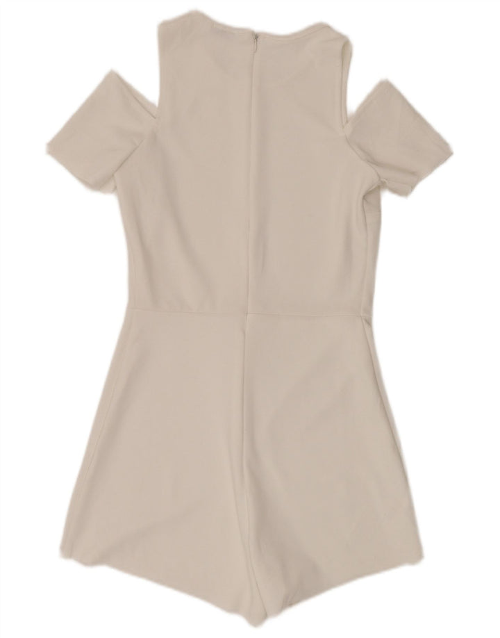 ZARA Kortærmet Playsuit til kvinder UK 8 Small W28 White