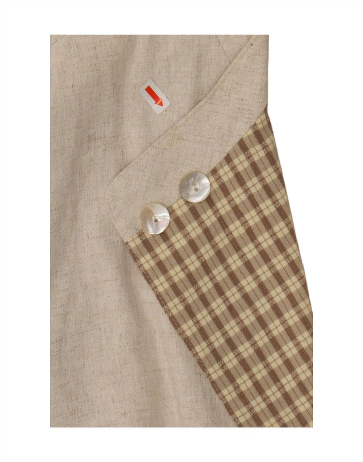 Vintage damejakke med 3/4 ærmer 2 knaps blazer jakke UK 16 stor beige viskose