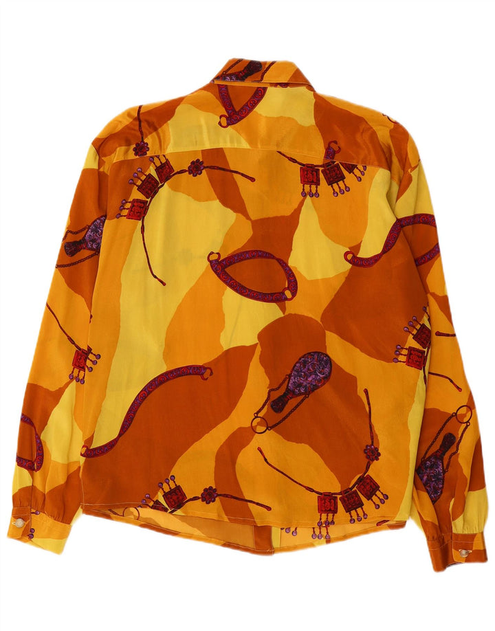 VINTAGE Oversized skjortebluse til kvinder IT 46 Stor gul farveblok