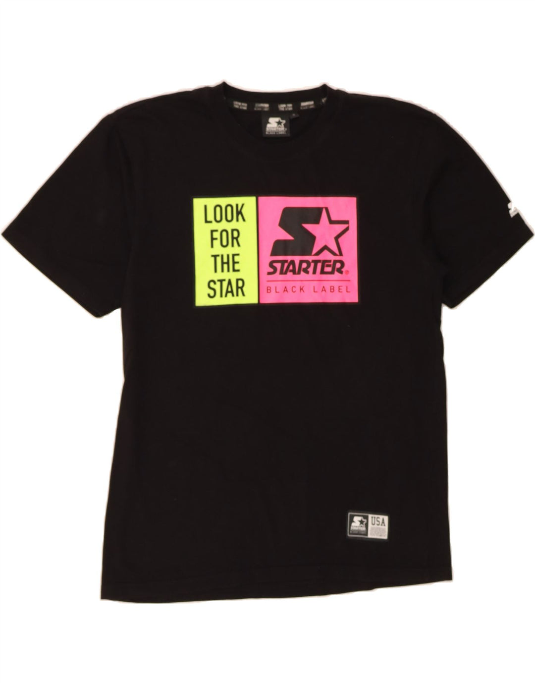 STARTER Mens Graphic T-Shirt Top Small Black Cotton Vintage Starter and Second-Hand Starter from Messina Hembry 