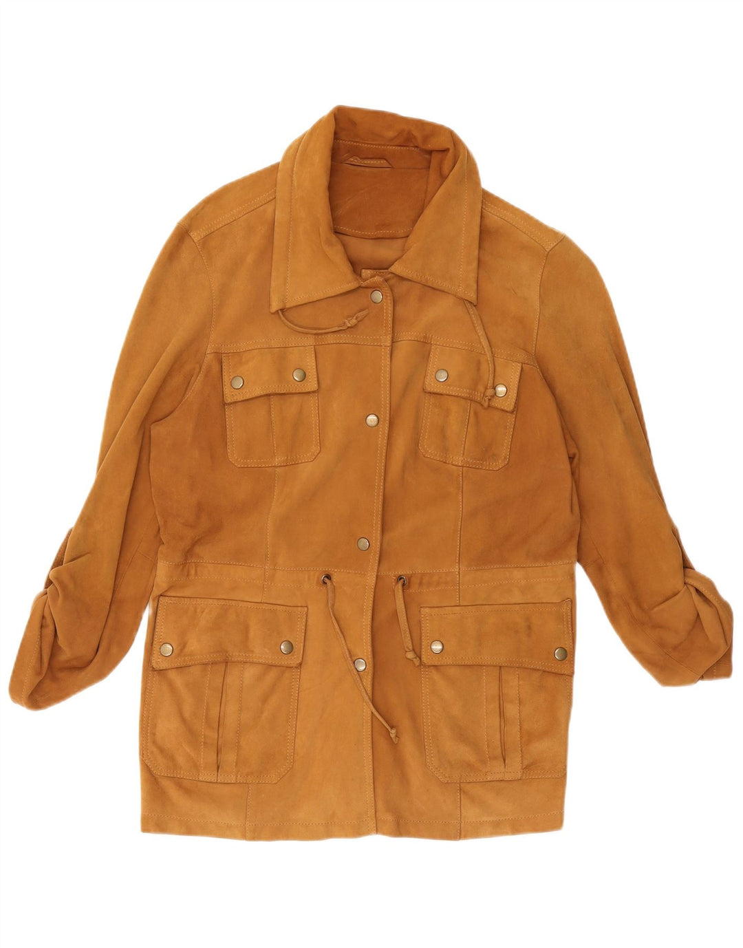 CREATION Womens Suede Utility Jacket UK 16 Large  Brown Leather