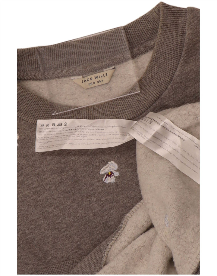 JACK WILLS Dame Oversized Sweatshirt Jumper UK 8 Small Grey Floral