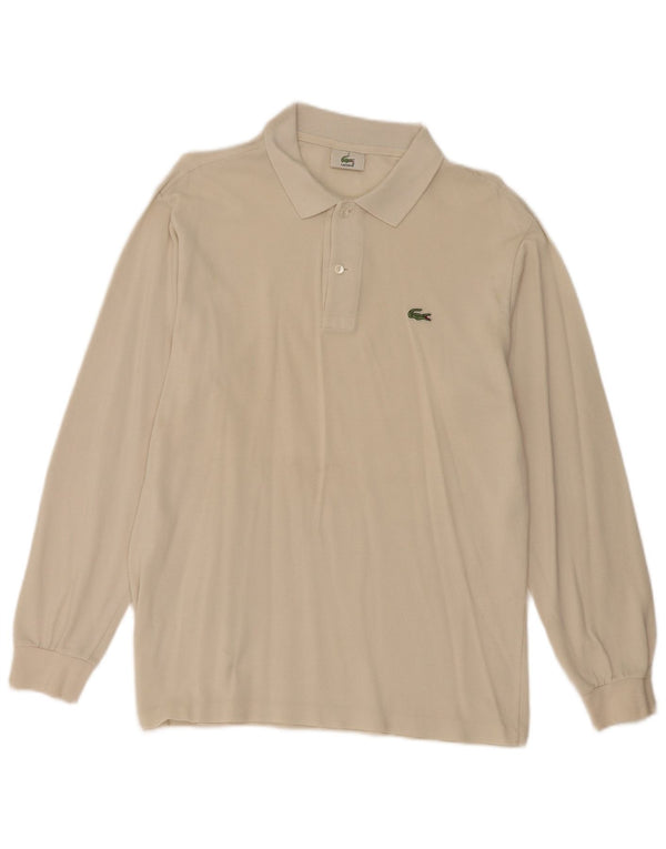 Lacoste Langærmet Polo Shirt til mænd Størrelse 4 Medium Off White Bomuld