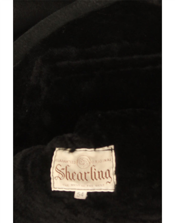 Vintage Herre Shearling Jacket IT 54 2XL Sort Shearling