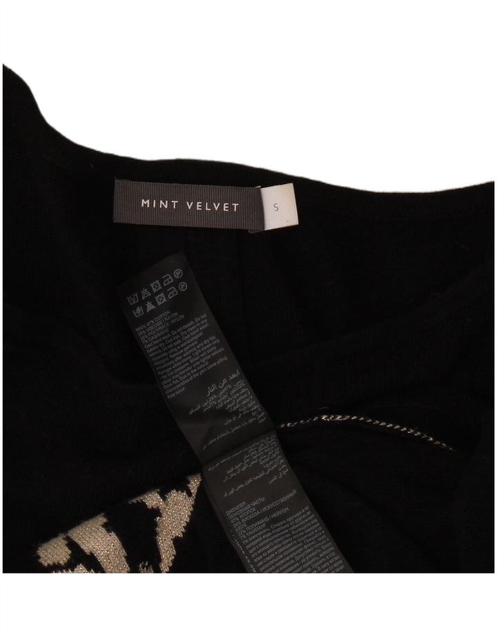 MINT VELVET Dame abstrakt mønster bådhals sweater UK 10 Small Bl