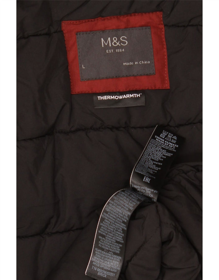 Marks & Spencer Herre Hooded Padded Parka Jacket UK 40 Large Burgundy Winter