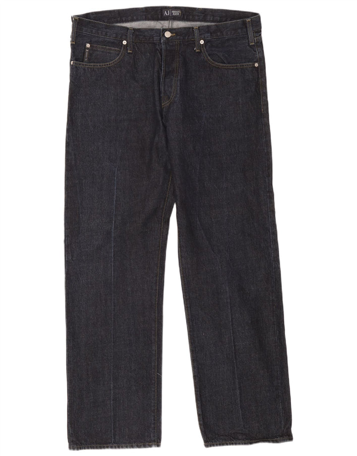 Armani Straight Jeans til mænd W40 L32 Marineblå Bomuld