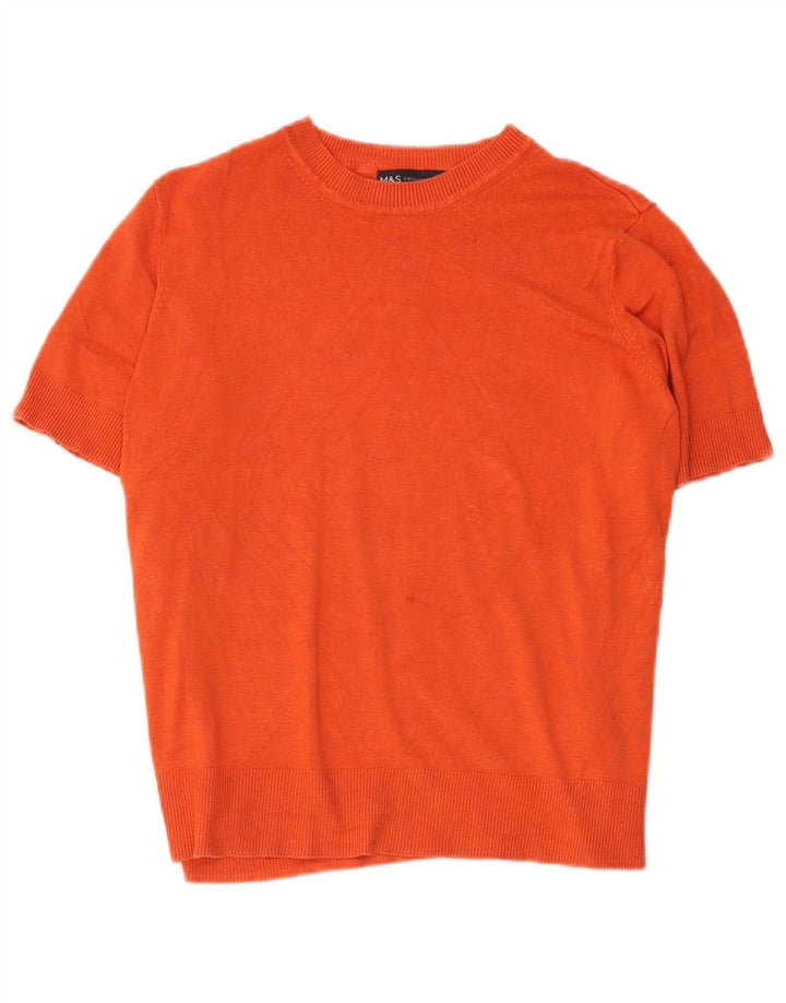 Marks & Spencer Dame Crop T-Shirt Top UK 14 Medium Rød Viscose