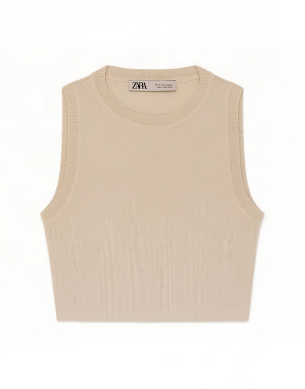 Zara Womens Crop Top UK 8 Small White Viscose