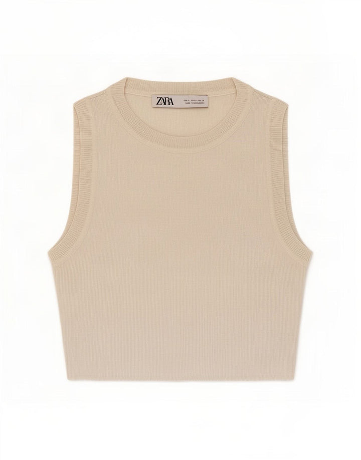 Zara Womens Crop Top UK 8 Small White Viscose