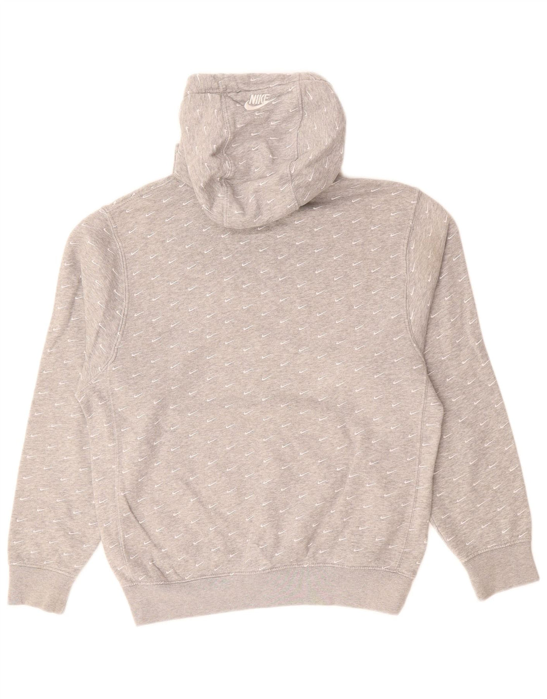 NIKE Mens Graphic Hoodie Jumper Small Grey Spotted Cotton