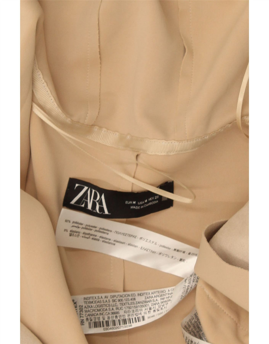 Zara Overfrakke med hætte til kvinder UK 14 Medium Beige Polyester