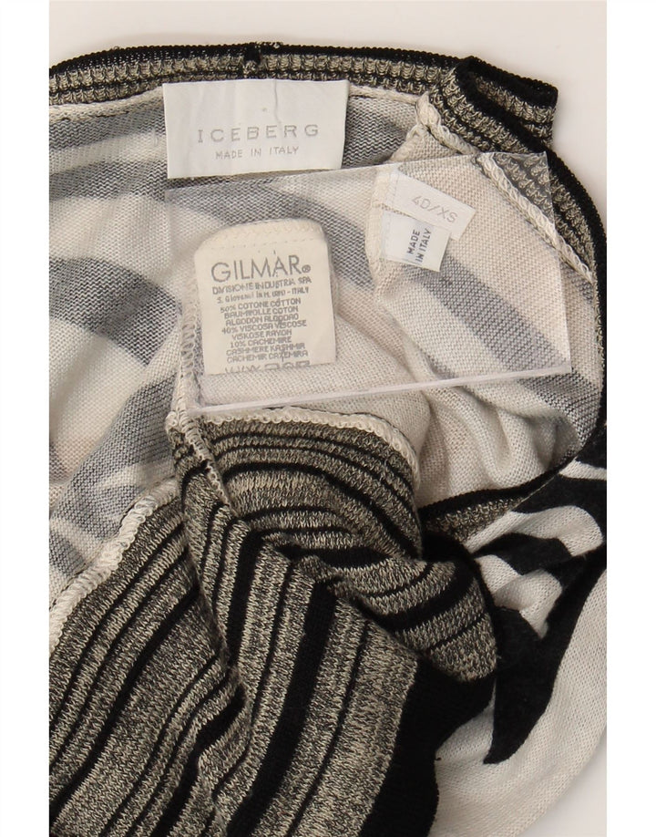 ICEBERG Dame Cardigan Sweater UK 6 XS Off White Blomsterbomuld