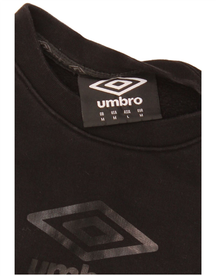 Umbro Womens Crop Graphic Sweatshirt Jumper UK 14 Medium Black