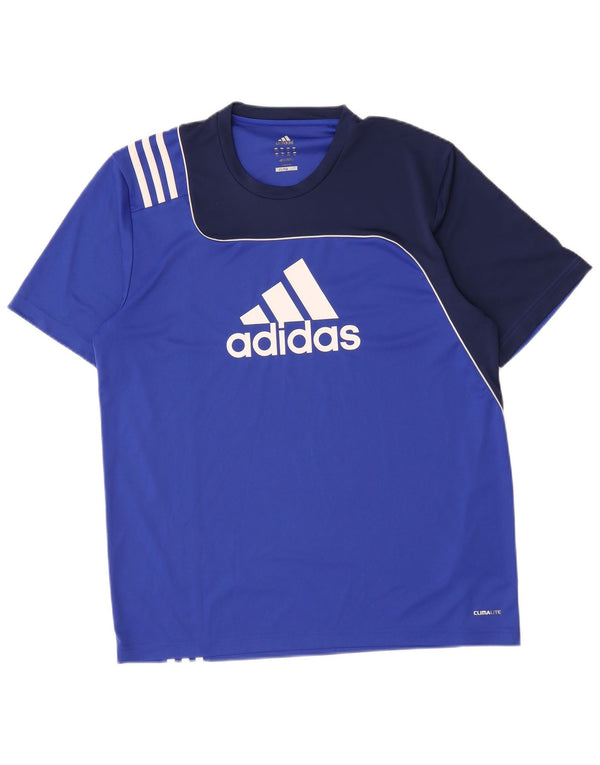 Adidas Herre Climalite grafisk T-shirt top UK 44/46 Stor blå farveblok