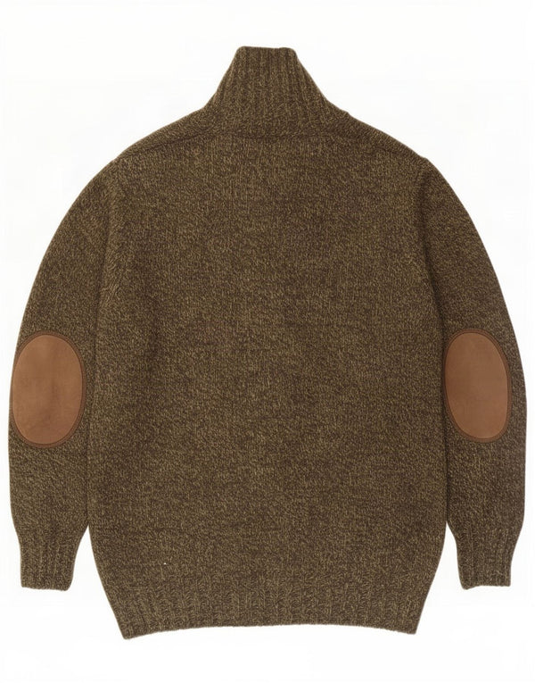 Massimo Dutti Herre cardigan sweater Medium Khaki Colourblock Uld